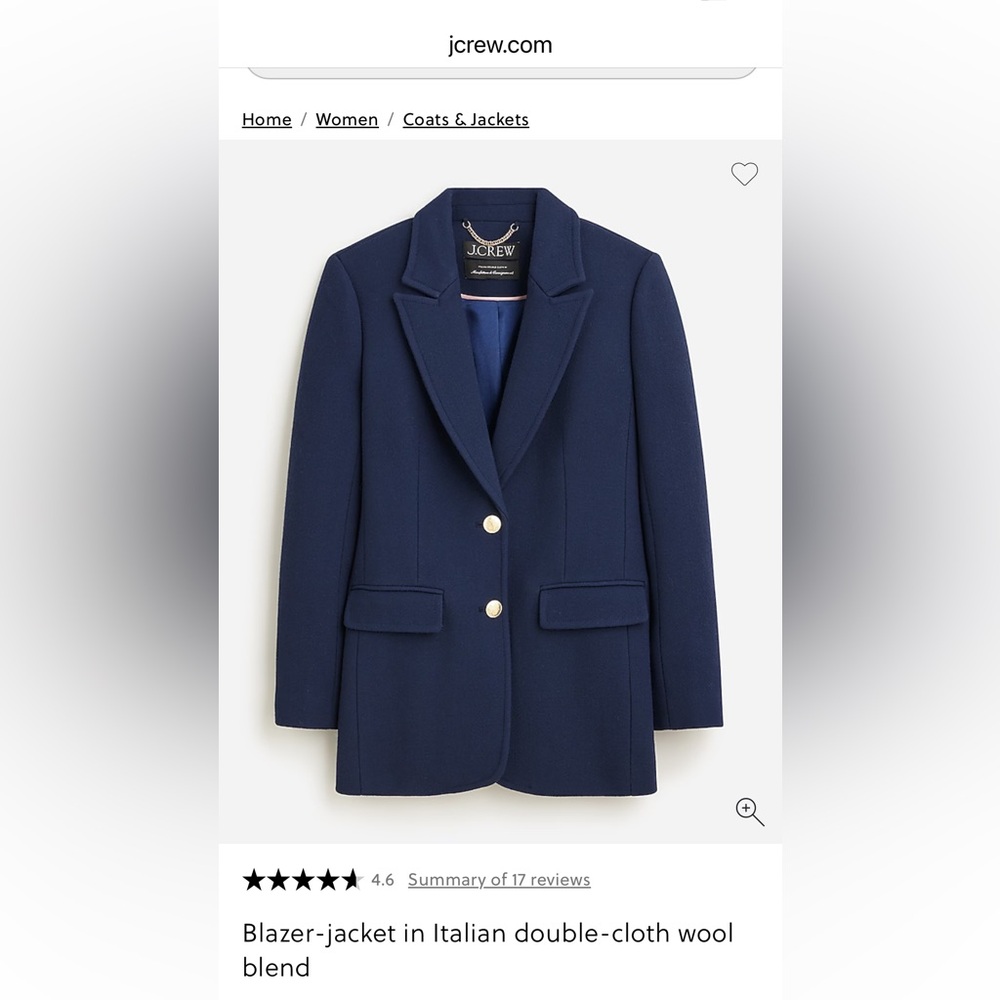 J. Crew Deep Blue Blazer with Gold Buttons